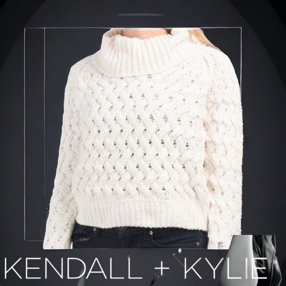 Chunky knit winter white oversized sweater by Kendall and Kylie nwt size m - Picture 2 of 7